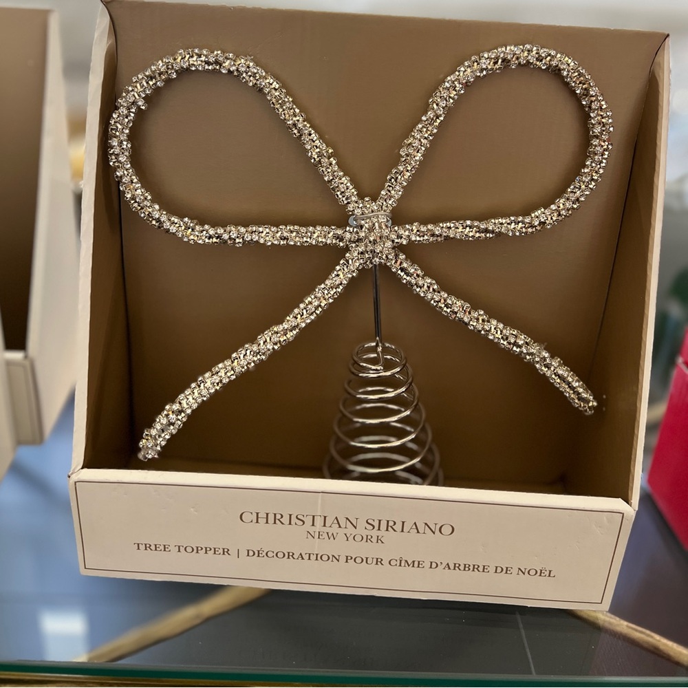 New Silver Christian Soriano Small Bow Tree Topper